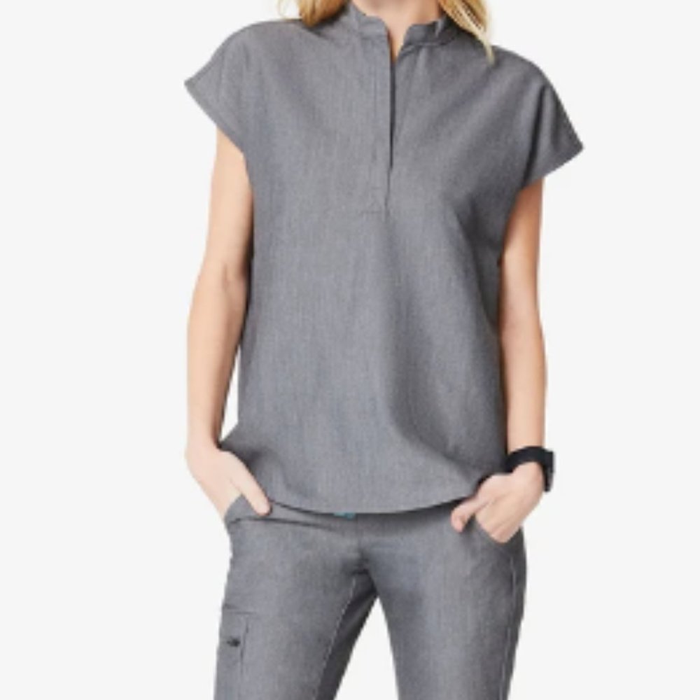 FIGS RAFAELA Mandarin Collar Scrub Top